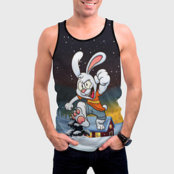 Майка-безрукавка мужская Счастливый заяц 2023, цвет: 3D-черный — фото 2