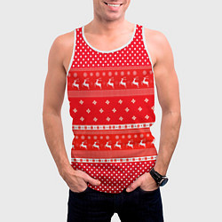 Майка-безрукавка мужская Праздничный красный свитер, цвет: 3D-белый — фото 2