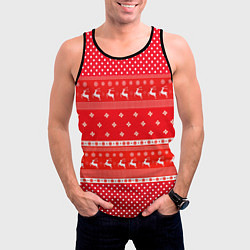 Майка-безрукавка мужская Праздничный красный свитер, цвет: 3D-черный — фото 2