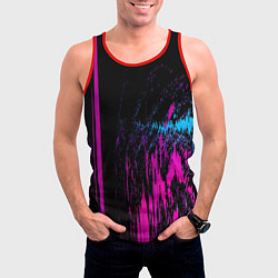 Майка-безрукавка мужская Фиолетовые линии и нейроны, цвет: 3D-красный — фото 2