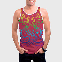 Майка-безрукавка мужская Viva magenta mandala, цвет: 3D-белый — фото 2