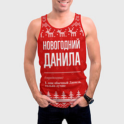Майка-безрукавка мужская Новогодний Данила: свитер с оленями, цвет: 3D-красный — фото 2