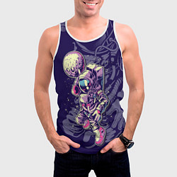 Майка-безрукавка мужская Космонавт с луной, цвет: 3D-белый — фото 2