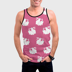 Майка-безрукавка мужская Сексуальные кролики на розовом, цвет: 3D-черный — фото 2