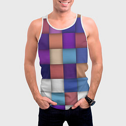 Майка-безрукавка мужская Геометрическое множество разноцветных квадратов, цвет: 3D-белый — фото 2