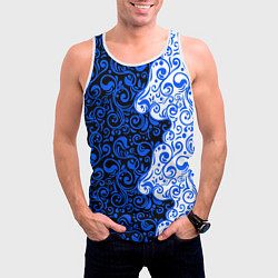 Майка-безрукавка мужская Синие узоры, цвет: 3D-белый — фото 2