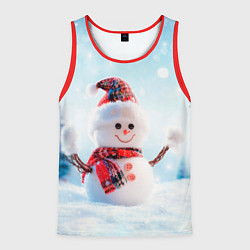 Майка-безрукавка мужская Милый снеговик, цвет: 3D-красный
