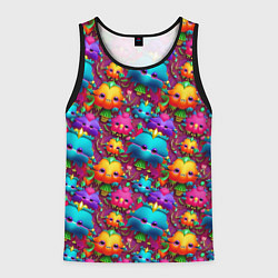 Майка-безрукавка мужская Паттерн веселые Маленькие Монстры, цвет: 3D-черный