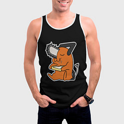 Майка-безрукавка мужская Почита кушает тост, цвет: 3D-белый — фото 2