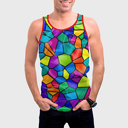 Майка-безрукавка мужская Разноцветная мозаика, цвет: 3D-красный — фото 2