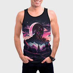 Майка-безрукавка мужская Луна в горах, цвет: 3D-черный — фото 2