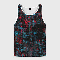 Майка-безрукавка мужская Абстракт красного, голубого и чёного, цвет: 3D-белый