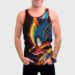 Майка-безрукавка мужская Яркий неоновый соник, цвет: 3D-красный — фото 2