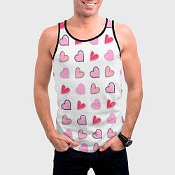 Майка-безрукавка мужская Валентинки на белом фоне, цвет: 3D-черный — фото 2
