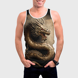 Майка-безрукавка мужская Китайский дракон с открытой пастью, цвет: 3D-белый — фото 2