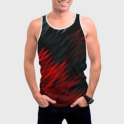Майка-безрукавка мужская Черно-Красная штриховка, цвет: 3D-белый — фото 2