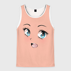 Мужская майка без рукавов Веселое лицо аниме девушки с большими голубыми гла