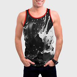 Майка-безрукавка мужская Брызги красок - белая и черная, цвет: 3D-красный — фото 2
