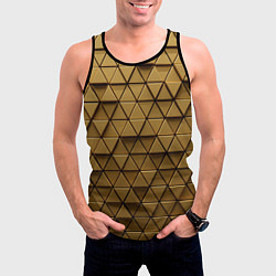 Майка-безрукавка мужская Золотые треугольники, цвет: 3D-черный — фото 2