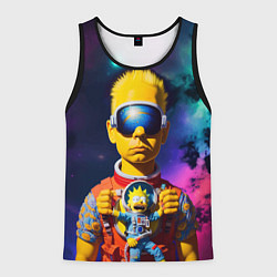 Мужская майка без рукавов Барт Симпсон в космосе - нейросеть