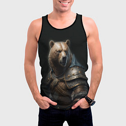Майка-безрукавка мужская Медведь в доспехах, цвет: 3D-черный — фото 2