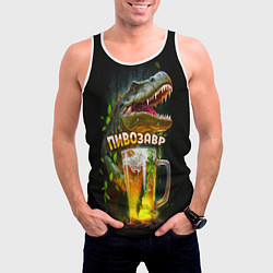 Майка-безрукавка мужская Пивозавр в лесу, цвет: 3D-белый — фото 2