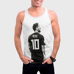 Майка-безрукавка мужская 10 Leo Messi, цвет: 3D-белый — фото 2