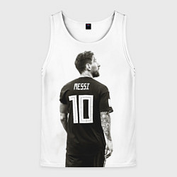 Майка-безрукавка мужская 10 Leo Messi, цвет: 3D-белый