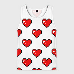 Майка-безрукавка мужская Сердца в стиле пиксель-арт, цвет: 3D-белый