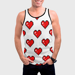 Майка-безрукавка мужская Сердца в стиле пиксель-арт, цвет: 3D-черный — фото 2