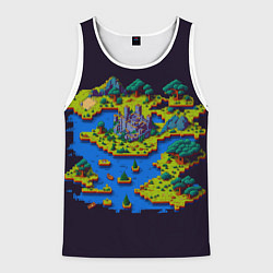 Майка-безрукавка мужская Пиксельный остров и замок, цвет: 3D-белый