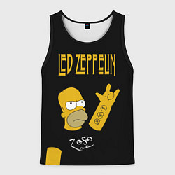 Майка-безрукавка мужская Led Zeppelin Гомер Симпсон рокер, цвет: 3D-черный