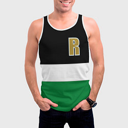 Майка-безрукавка мужская Буква R цветные полосы, цвет: 3D-белый — фото 2