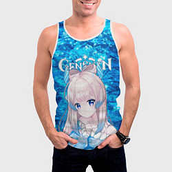 Майка-безрукавка мужская Кокоми на фоне воды, цвет: 3D-белый — фото 2