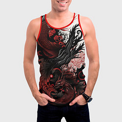 Майка-безрукавка мужская Красный Irezumi узор, цвет: 3D-красный — фото 2