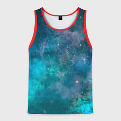 Майка-безрукавка мужская Абстрактный светло-синий космос и звёзды, цвет: 3D-красный