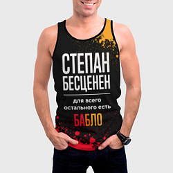 Майка-безрукавка мужская Степан бесценен, а для всего остального есть деньг, цвет: 3D-черный — фото 2