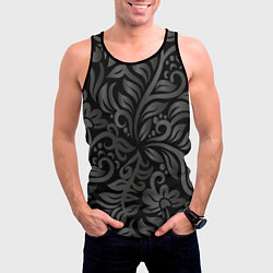 Майка-безрукавка мужская Модный растительный орнамент, цвет: 3D-черный — фото 2