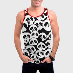 Майка-безрукавка мужская Весёлые панды, цвет: 3D-красный — фото 2