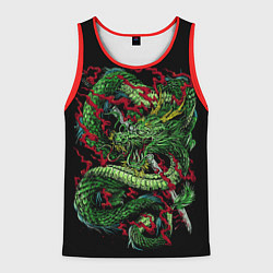 Майка-безрукавка мужская Green japan dragon, цвет: 3D-красный