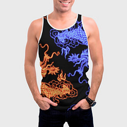 Майка-безрукавка мужская Парящие неоновые драконы, цвет: 3D-белый — фото 2