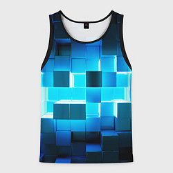 Майка-безрукавка мужская Неоновые кубы с подсветкой, цвет: 3D-черный