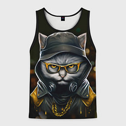 Майка-безрукавка мужская Rich grey Cat, цвет: 3D-черный