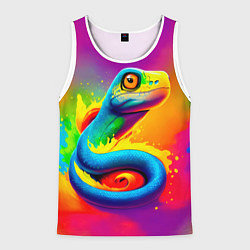 Майка-безрукавка мужская Змейка в красках, цвет: 3D-белый