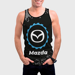 Майка-безрукавка мужская Mazda в стиле Top Gear со следами шин на фоне, цвет: 3D-черный — фото 2