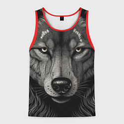 Майка-безрукавка мужская Волк в стиле тату, цвет: 3D-красный
