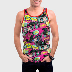 Майка-безрукавка мужская Глаза аниме-девушки: cool pattern, цвет: 3D-красный — фото 2