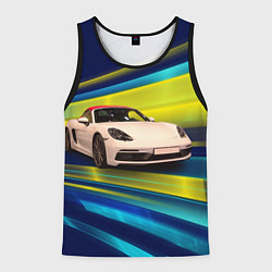 Майка-безрукавка мужская Спорткар Porsche в движении, цвет: 3D-черный