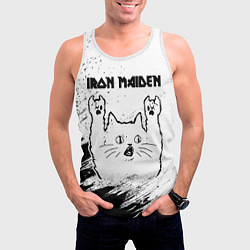 Майка-безрукавка мужская Iron Maiden рок кот на светлом фоне, цвет: 3D-белый — фото 2