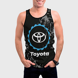 Майка-безрукавка мужская Toyota в стиле Top Gear со следами шин на фоне, цвет: 3D-черный — фото 2